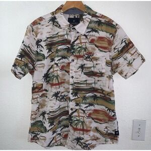 Roark Revival Mens Button Up Short Sleeve Tropical Print Shirt Medium